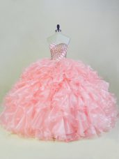 Free and Easy Ball Gowns Sleeveless Peach Vestidos de Quinceanera Lace Up