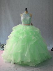 Traditional Sleeveless Backless Beading and Ruffles Quinceanera Dress