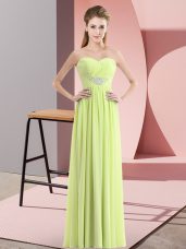 Enchanting Sweetheart Sleeveless Zipper Prom Dresses Yellow Green Chiffon