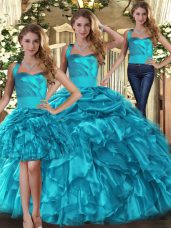 Top Selling Sleeveless Ruffles and Pick Ups Lace Up Quince Ball Gowns