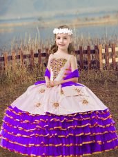 Custom Made Floor Length Ball Gowns Sleeveless Lavender Pageant Gowns For Girls Lace Up