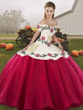 New Arrival Hot Pink Sleeveless Embroidery Floor Length 15th Birthday Dress