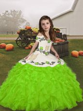 Sleeveless Embroidery and Ruffles Lace Up Pageant Dress for Womens