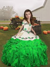 Fantastic Embroidery and Ruffles Womens Party Dresses Green Lace Up Sleeveless Floor Length