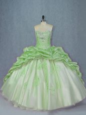 Ball Gowns Beading and Appliques and Pick Ups Sweet 16 Dresses Lace Up Organza and Taffeta Sleeveless