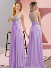 Stylish Sleeveless Side Zipper Floor Length Beading Damas Dress