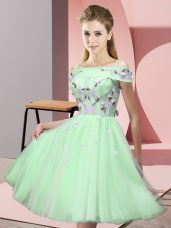 Clearance Off The Shoulder Neckline Appliques Quinceanera Dama Dress Short Sleeves Lace Up