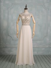 Chiffon Cap Sleeves Floor Length Wedding Dress and Beading