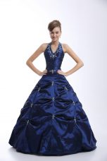 High End Sleeveless Lace Up Floor Length Embroidery and Pick Ups Vestidos de Quinceanera