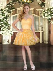 Gold Club Wear Prom and Party with Ruffles Sweetheart Sleeveless Lace Up