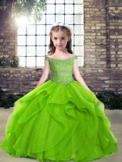 Fantastic Beading and Ruffles Little Girl Pageant Gowns Side Zipper Sleeveless Floor Length