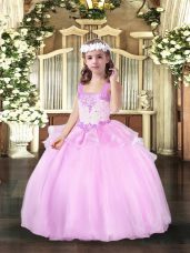 Admirable Straps Sleeveless Little Girl Pageant Dress Beading Lace Up