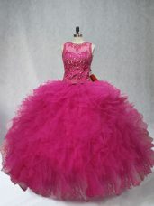 Enchanting Sleeveless Beading and Ruffles Lace Up Quinceanera Dresses
