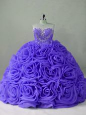 Lavender Sweet 16 Quinceanera Dress Sweet 16 and Quinceanera with Beading Sweetheart Sleeveless Brush Train Lace Up