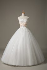 Captivating Sweetheart Sleeveless Tulle Bridal Gown Beading and Lace Lace Up