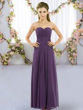 Adorable Purple Bridesmaid Dresses Wedding Party with Ruching Sweetheart Sleeveless Lace Up