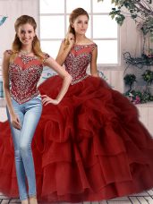 Designer Sleeveless Brush Train Beading and Pick Ups Zipper Sweet 16 Quinceanera Dress