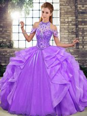 Sleeveless Beading and Ruffles Lace Up Sweet 16 Quinceanera Dress