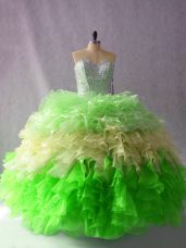 Multi-color Sleeveless Beading and Ruffles Floor Length Sweet 16 Dress