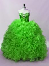 Enchanting Sleeveless Organza Floor Length Lace Up Quinceanera Dresses in Green with Beading and Ruffles