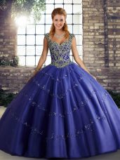 Edgy Purple Sleeveless Floor Length Beading and Appliques Lace Up Quinceanera Gowns