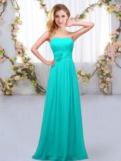 Affordable Chiffon Sweetheart Sleeveless Lace Up Hand Made Flower Quinceanera Court Dresses in Aqua Blue