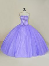 Lavender Sleeveless Floor Length Sequins Lace Up Vestidos de Quinceanera