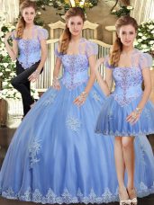Dramatic Sleeveless Beading and Appliques Lace Up 15th Birthday Dress