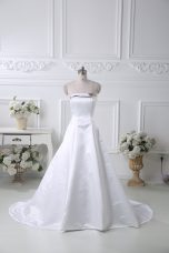 Cheap White Ball Gowns Pattern Wedding Dresses Lace Up Satin Sleeveless