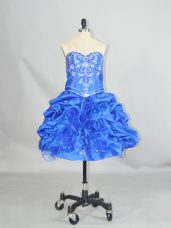 Mini Length Ball Gowns Sleeveless Blue Dress for Prom Lace Up