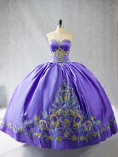 Enchanting Purple Sleeveless Satin Lace Up Vestidos de Quinceanera for Sweet 16 and Quinceanera
