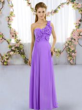 Spectacular One Shoulder Sleeveless Lace Up Damas Dress Lavender