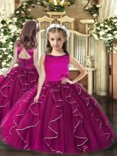 Excellent Sleeveless Ruffles Lace Up High School Pageant Dress