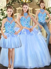 Luxurious Sleeveless Embroidery Lace Up Quinceanera Dresses