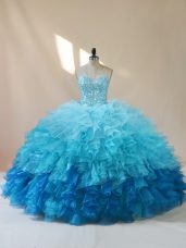 Exceptional Multi-color Ball Gown Prom Dress Sweet 16 and Quinceanera with Beading and Ruffles Sweetheart Sleeveless Lace Up