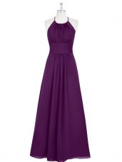 Floor Length A-line Sleeveless Eggplant Purple Prom Party Dress Zipper