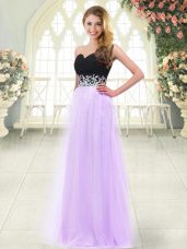 Sweet Lilac Sleeveless Tulle Zipper Prom Party Dress for Prom and Party