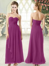 Customized Empire Homecoming Dress Purple Sweetheart Chiffon Sleeveless Ankle Length Zipper