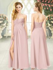 Floor Length Empire Sleeveless Pink Prom Dress Zipper
