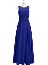 Fantastic Floor Length Empire Sleeveless Royal Blue Prom Evening Gown Zipper