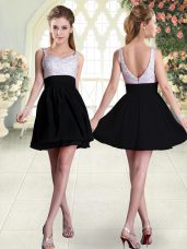 Decent Straps Sleeveless Backless Prom Gown Black Chiffon