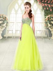 Floor Length Yellow Green Party Dress Wholesale Sweetheart Sleeveless Lace Up
