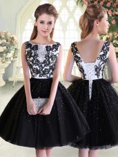 Mini Length Lace Up Homecoming Dress Black for Prom and Party with Beading and Lace