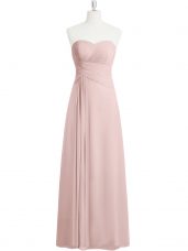 New Style Sleeveless Zipper Floor Length Ruching Prom Gown