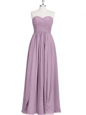 Edgy Purple Chiffon Zipper Sweetheart Sleeveless Floor Length Prom Dress Ruching
