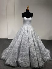Silver Lace Up Sweetheart Sequins Quinceanera Gowns Sleeveless