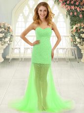 Pretty Prom Dresses Prom and Party with Beading Sweetheart Sleeveless Brush Train Zipper