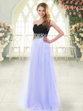 Clearance Baby Blue Sleeveless Appliques Floor Length Prom Evening Gown