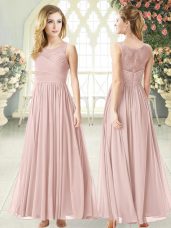 Charming Scoop Sleeveless Chiffon Dress for Prom Lace Zipper