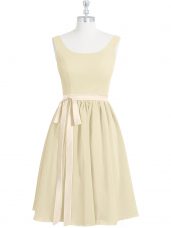 Dynamic Light Yellow Sleeveless Chiffon Zipper Homecoming Dress for Prom and Party